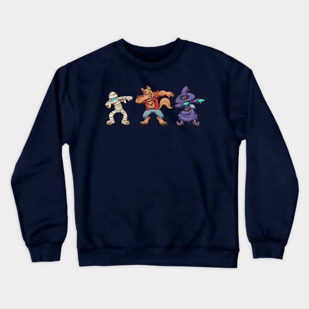 Dabbing Halloween characters Crewneck Sweatshirt by memoangeles